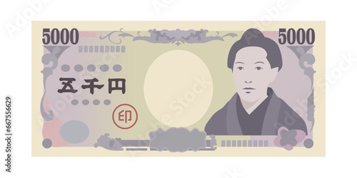 五千円札_日本のお札_ベクターイラスト
