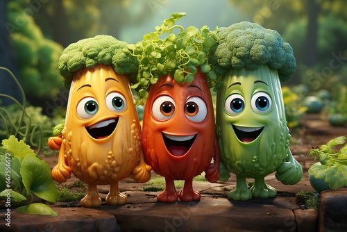 Group photo of cartoon vegetables characters
