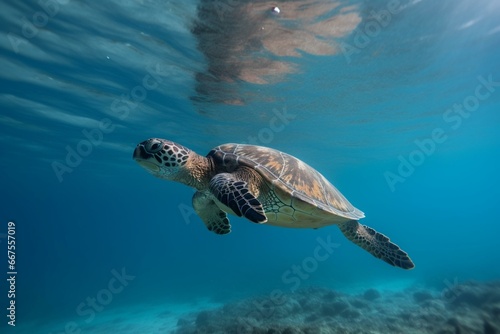 a turtle swimming in the ocean. Generative AI
