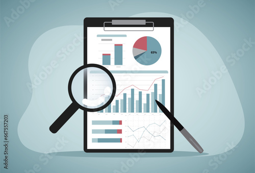 Statistical and Data analysis for business finance investment concept.Growth graph of earning with marketing strategy.Financial statement
