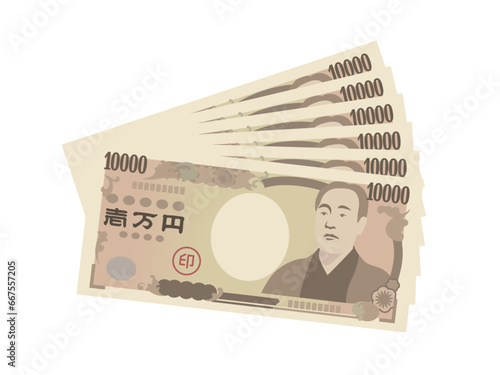 一万円札の扇のイラスト_ベクターイラスト