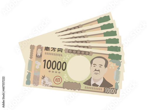 一万円札の扇のイラスト_ベクターイラスト

