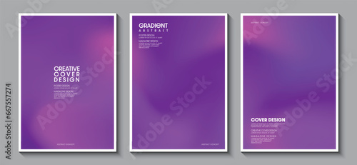 Posters set design with abstract blurred purple gradient background. Ideas for magazine covers, brochures and posters. Vector, Illustrator, EPS.