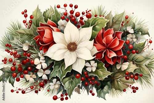 christmas background with poinsettia