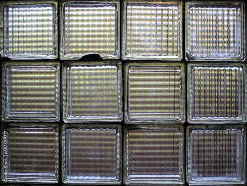 Old-fashioned square glass bricks instead of a window
