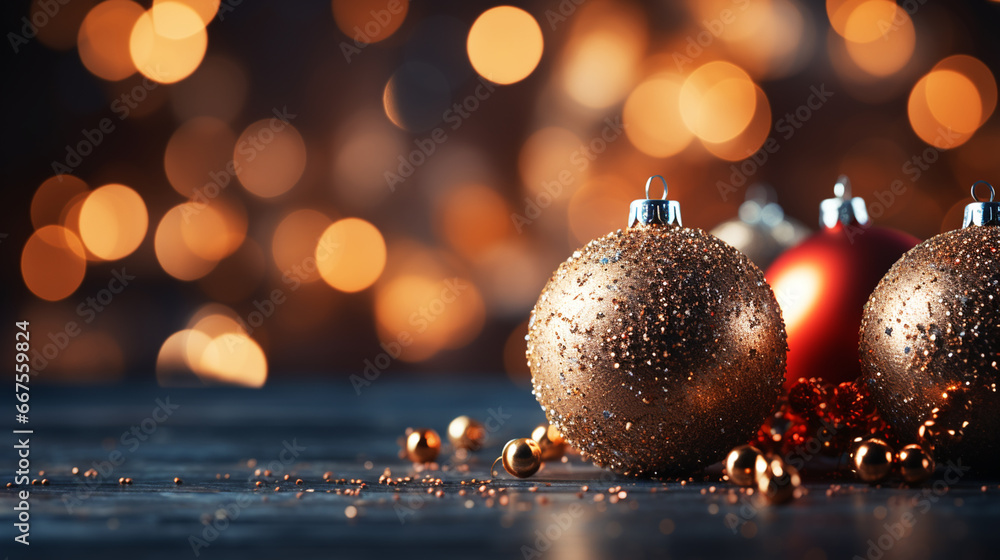 Fototapeta premium New Year background with Christmas balls.