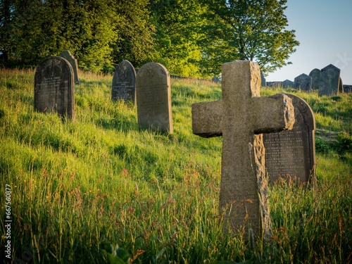 Gravestones in old graveyard in Hawes,