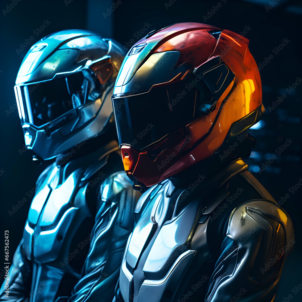 3d rendering of two cyborgs in front of black background 3d rendering of two cyborgs in front of black background