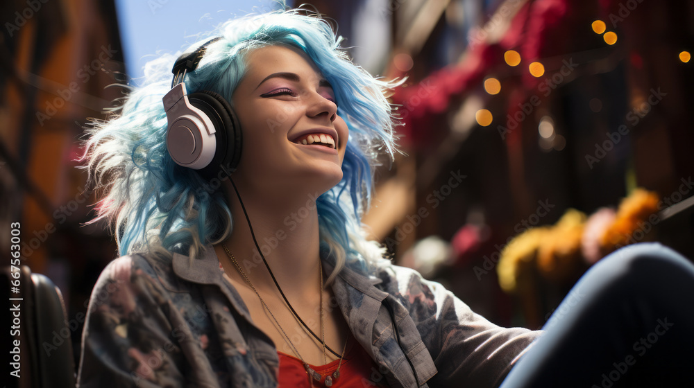 hipster urban girl with headphones hipster urban girl with headphones