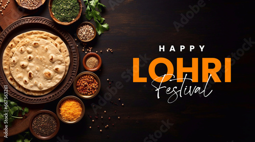 Happy Lohri Festival Of Punjab with Indian Food 