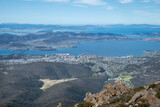 View over the city of Hobart, from the summit of Mt Wellington in Tasmania, Australia