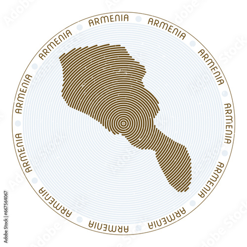 Armenia shape radial arcs. Country round icon. Armenia logo design poster. Cool vector illustration.