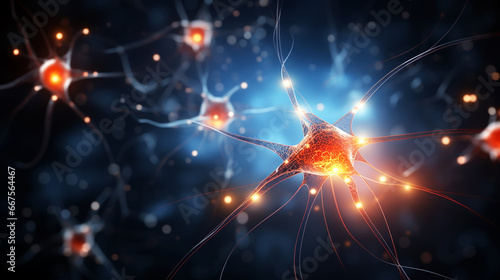 Neurons and nervous system. Nerve cells background with copy space