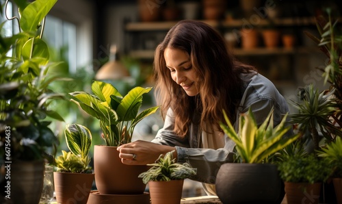a woman who takes care of plants, Generative AI