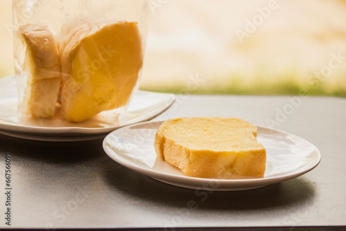 Sugar butter toast on a black table