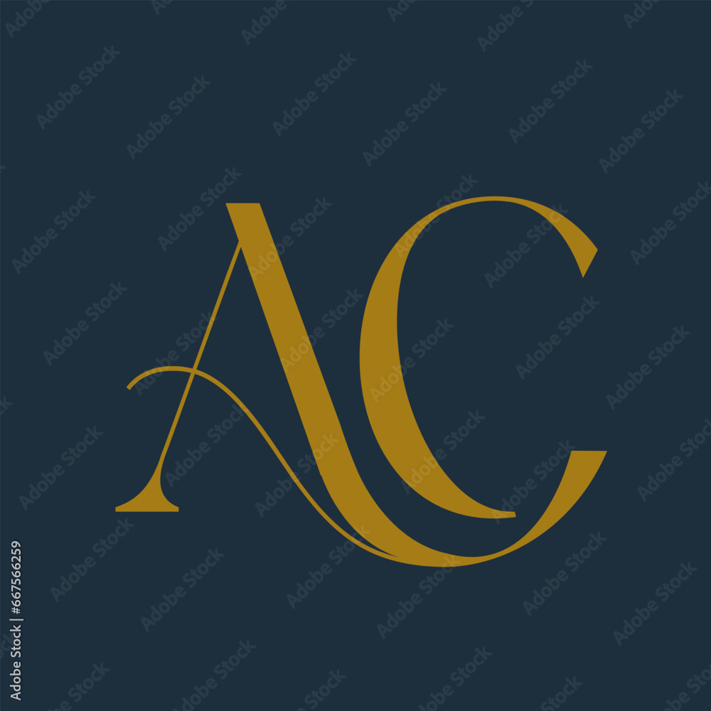 AC monogram logo signature icon. Elegant intertwined alphabet initials ...