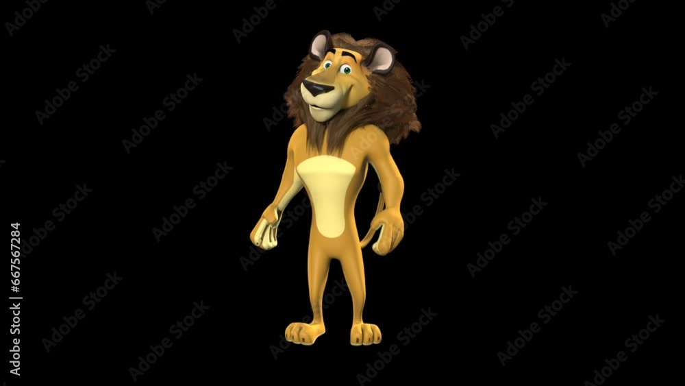 Happy Animated Lion Waggling The Eyebrows And Smiling At The Camera Playfully Standing On Two Feet In Transparent Background. Happy Animated Lion Waggling The Eyebrows And Smiling At The Camera Playfully Standing On Two Feet In Transparent Background.