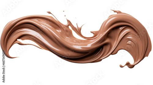 chocolate cream strokes isolated on a pristine white background, showcasing the artistry of culinary creativity and the indulgence of gourmet dessert