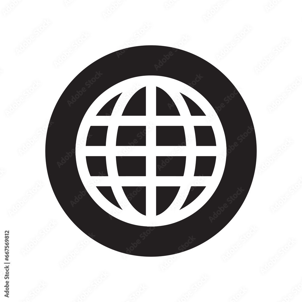 Internet icon vector. Website logo design. Internet vector icon illustration in circle isolated on white background Internet icon vector. Website logo design. Internet vector icon illustration in circle isolated on white background