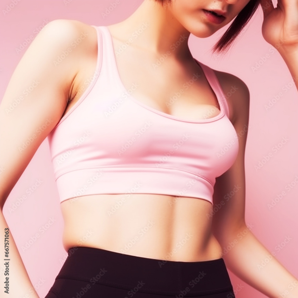 Thin young woman in underwear on beige background. Body and skin care, fitness. Thin young woman in underwear on beige background. Body and skin care, fitness.