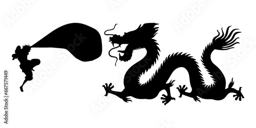 Dragon silhouette in Japanese anime