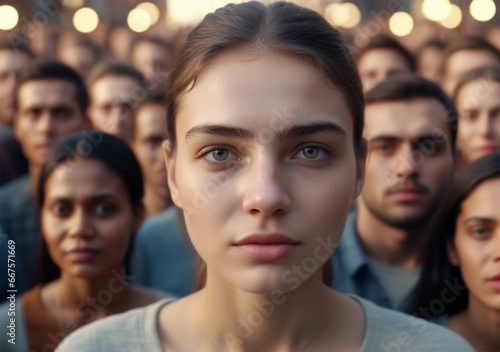 portrait of a woman in the crowd