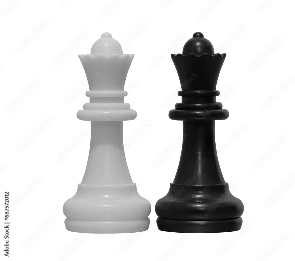 white and black queen chess piece on transparent background white and black queen chess piece on transparent background