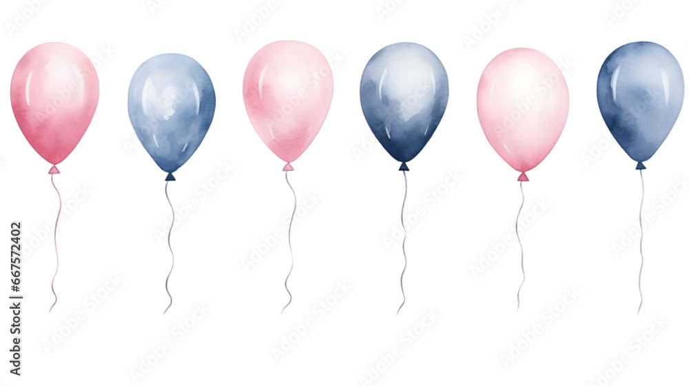 Watercolor balloons isolated on transparent background Watercolor balloons isolated on transparent background