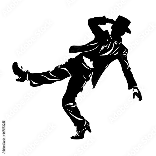 Minimalistischer Tanz: Zeitgenössische Schwarzweiß Vektorgrafik eines tanzenden Mannes im Fokus