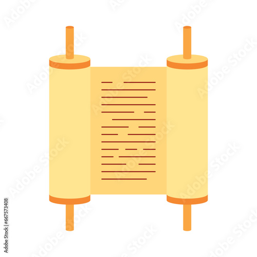 Torah scroll flat vector illustration. Vector Hanukkah symbol