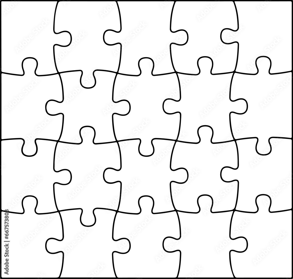 Puzzle pieces in black and white set. Jigsaw puzzle with twenty pieces. line model isolated on a transparent background. Pixel perfect icon Puzzle pieces in black and white set. Jigsaw puzzle with twenty pieces. line model isolated on a transparent background. Pixel perfect icon