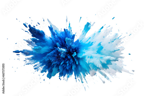 Blue powder explosion isolated on transparent background  photo