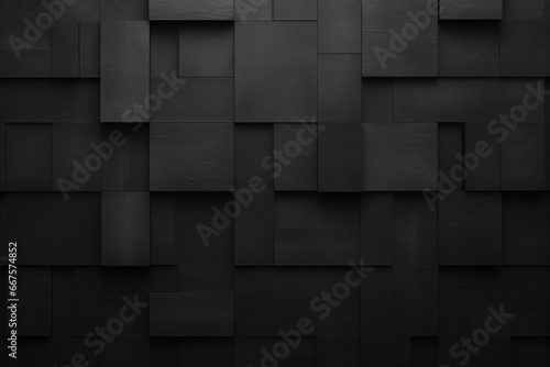 Dark black minimalist square geometric wall background. photo