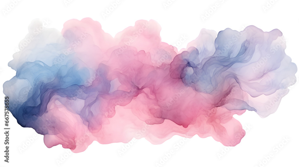 Watercolor pink cloud  isolated on transparent background