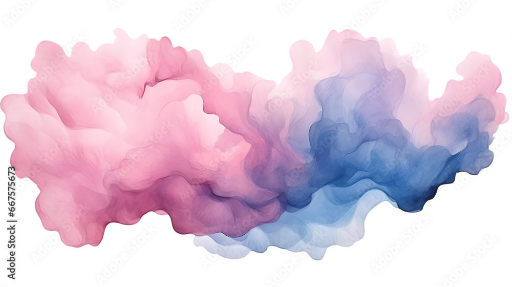 Watercolor pink cloud  isolated on transparent background