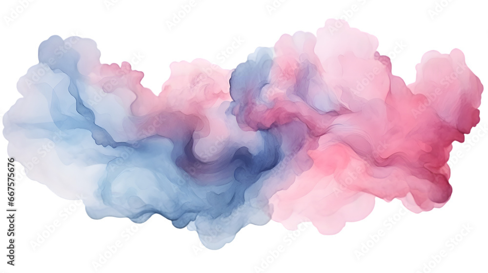 Watercolor pink cloud  isolated on transparent background