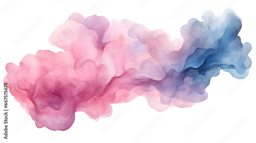 Watercolor pink cloud  isolated on transparent background