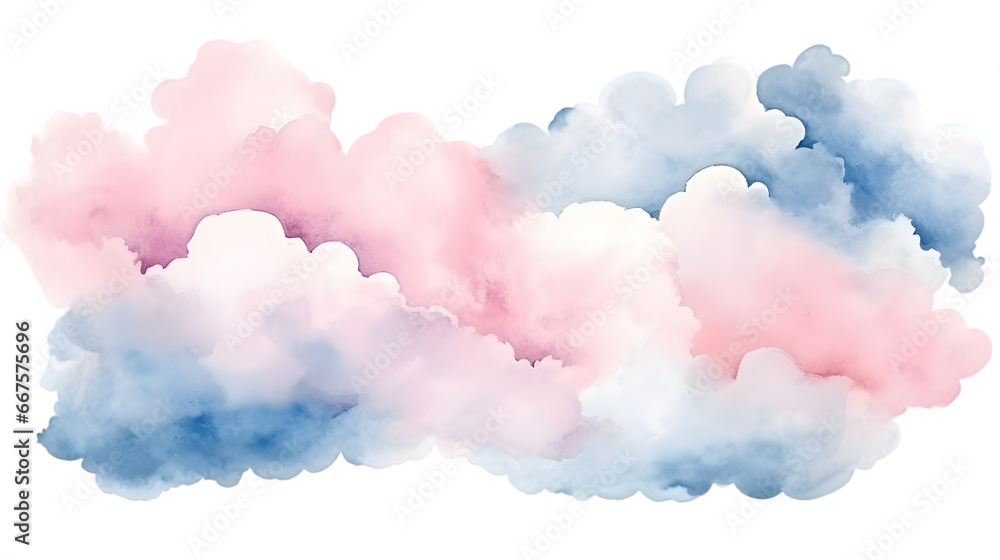 Watercolor pink cloud isolated on transparent background Watercolor pink cloud isolated on transparent background