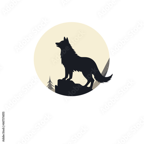 Minimalistische Werewolf-Silhouette  Trendy  Schwarzwei   Vektorgrafik
