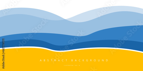 Blue and yellow wave modern background with white space for text and message. template design