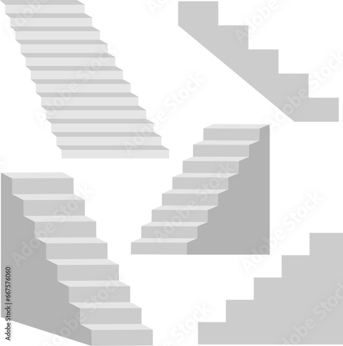 staircase in the house,3d interior staircases isolated on white background. the stair steps collection	
