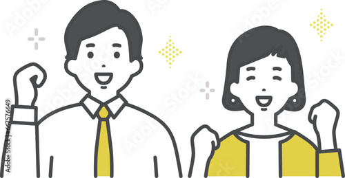 やる気のある会社員男女　Motivated men and women