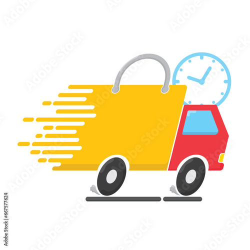 illustration of the concept of fast delivery, or fast delivery.vector illustration flat style photo