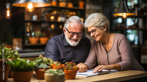 Upset pensioners receive utility bills. The elderly couple is disappointed