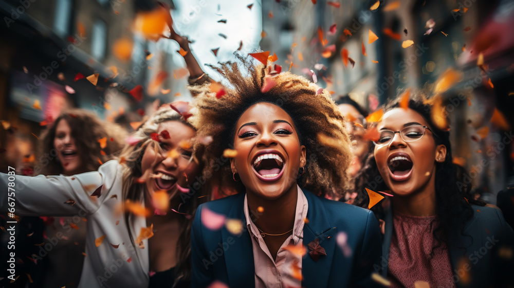 Obraz premium Businessman throwing confetti in the air