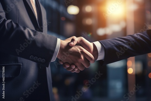 Business Deal Sealed: Handshake Signifies Successful Partnership © Maximilien
