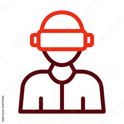Virtual Reality Thick Line Two Colors Icon Design
