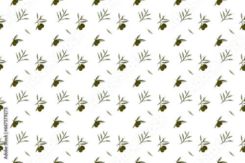 Olive bouquet with green leaf as seamless pattern background