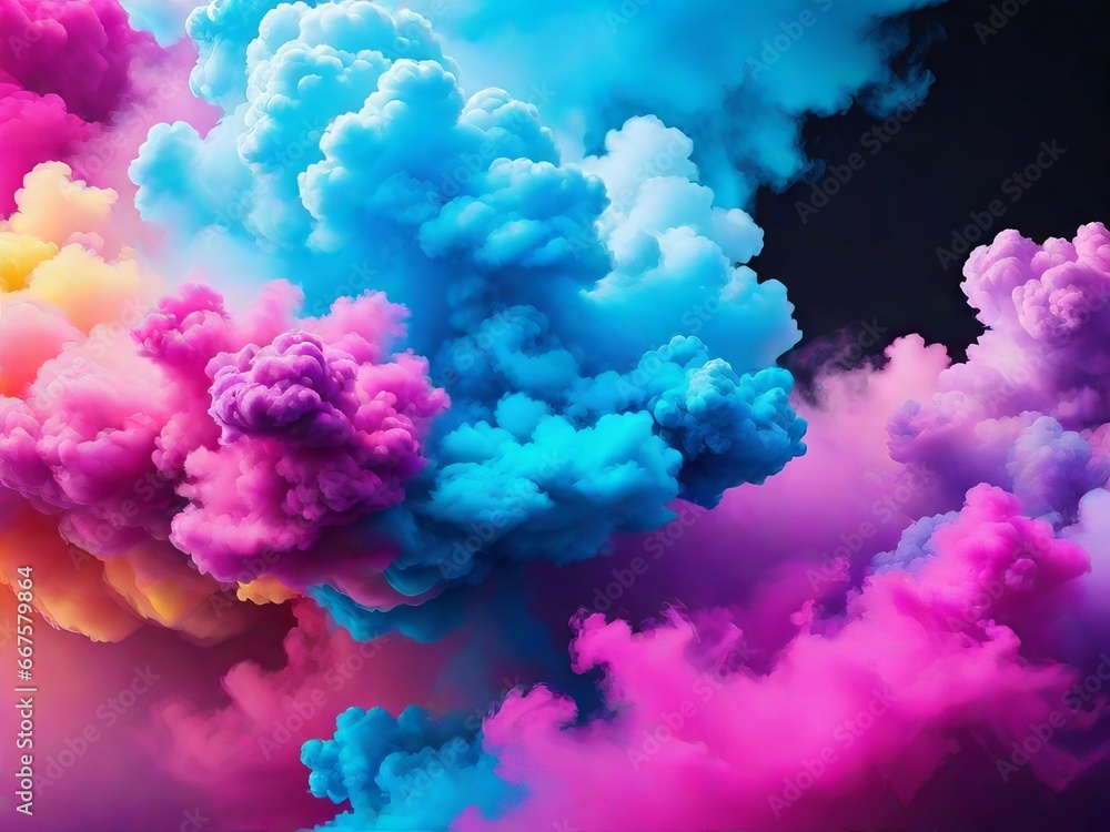 Obraz premium Vibrant Smoke Clouds: Multicolored Paint Explosion Banner for Webpages. 