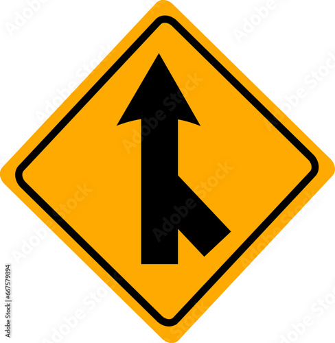 Merges right traffic road sign. Replaceable vector design.